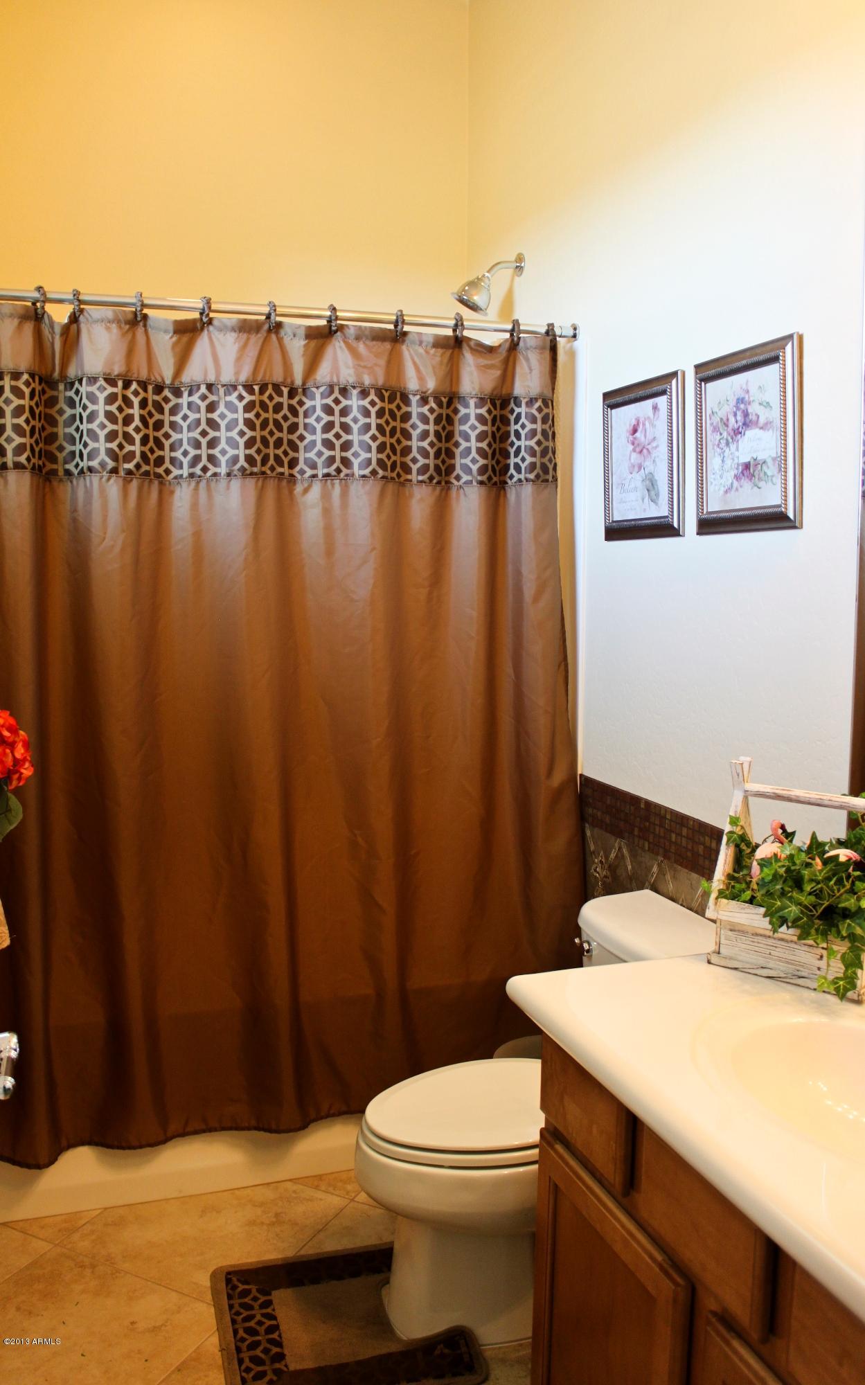 1928 West Peak View Road Phoenix, AZ 85085 - Photo 24 of 35 a bathroom with a sink a toilet and shower curtain