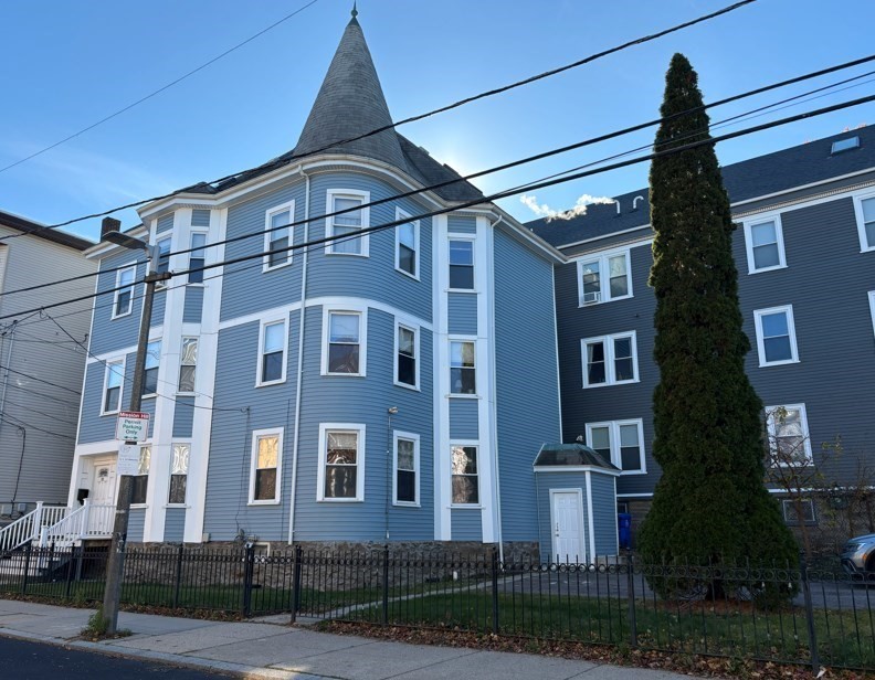 a front view of a building