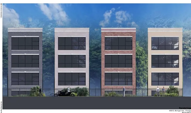 a view of building in front of door