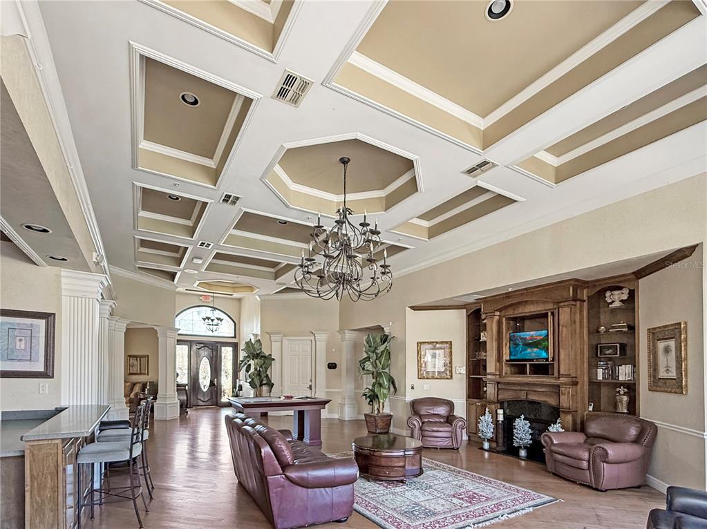 860 Grand Regency Pointe, Unit 200 Altamonte Springs, FL 32714 - Photo 20 of 23 a living room with furniture a fireplace and a chandelier