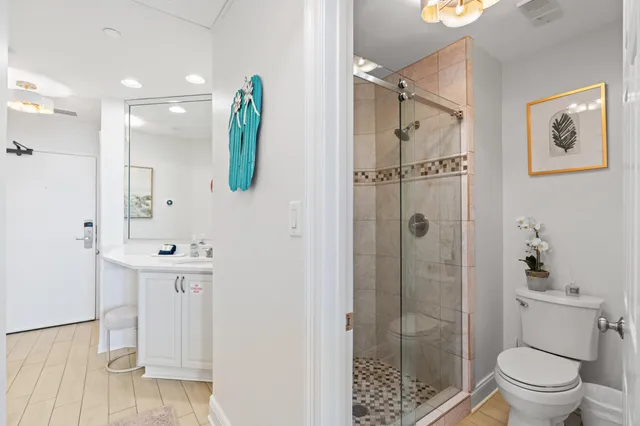 a view of a terrace with city view