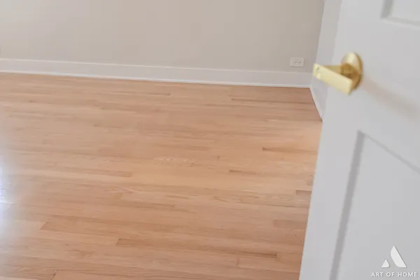 a view of small space with wooden floor