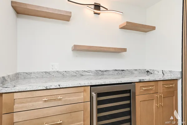 a view of a kitchen counter and a stove