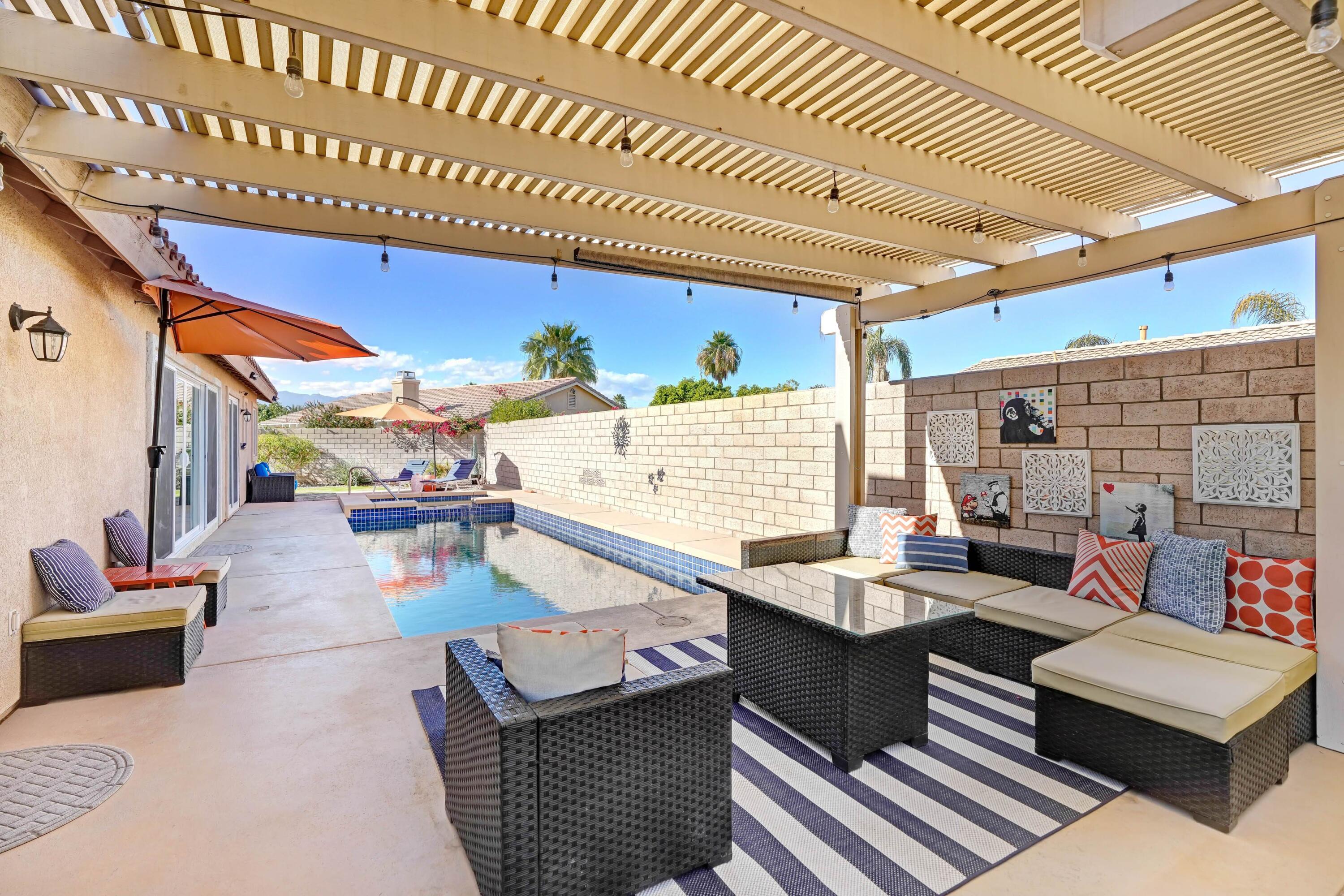 a outdoor living space with patio furniture