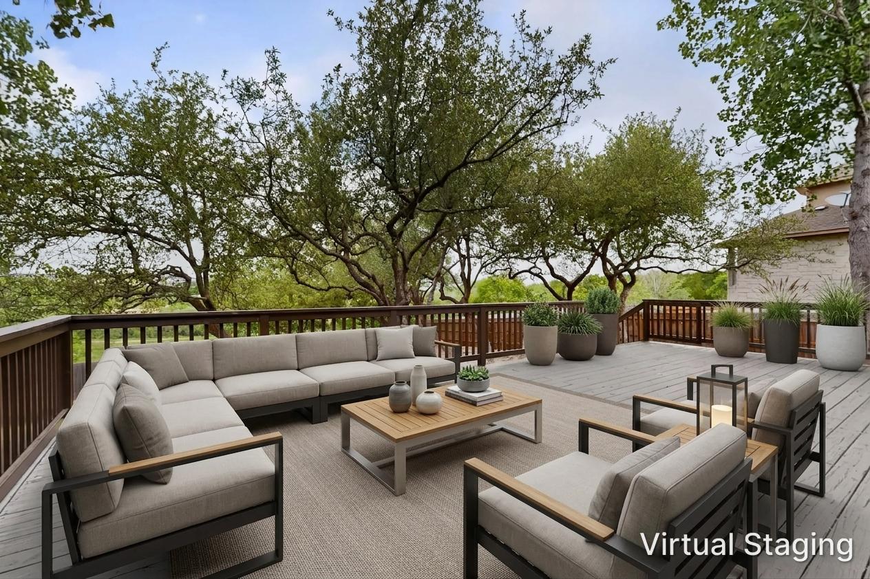 8617 Cobblestone Austin, TX 78735 - Photo 32 of 37 An inviting outdoor deck creates an ideal space for relaxation and enjoying the natural surroundings.