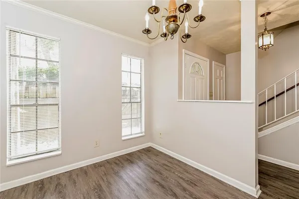 an empty room with windows