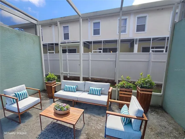 a outdoor living room with furniture