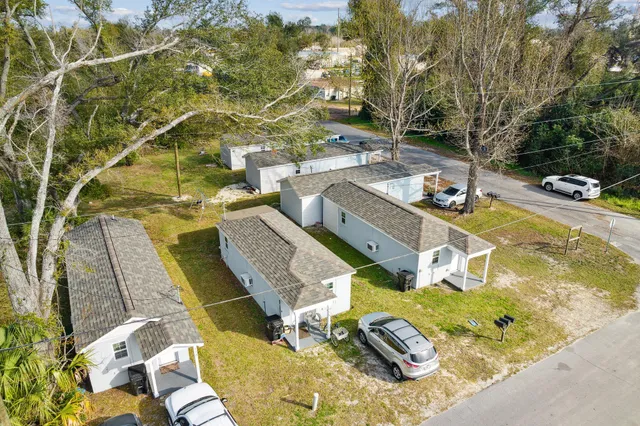 an aerial view of multiple house
