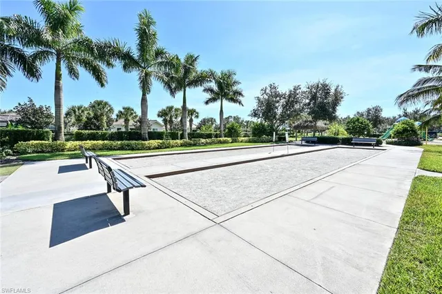 a park view with a seating space