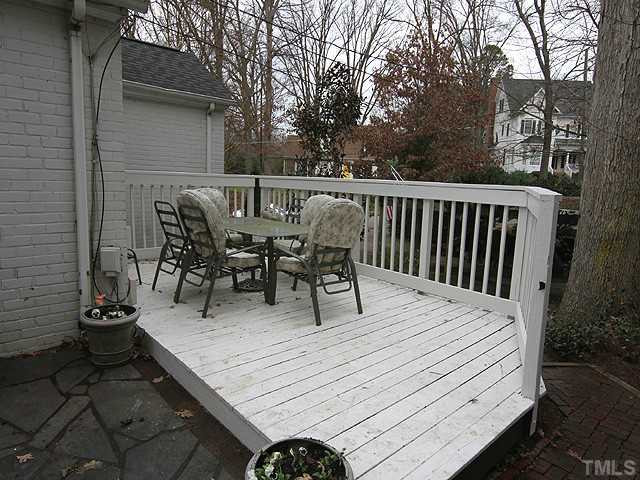 3015 Ruffin Street Raleigh, NC 27607 - Photo 23 of 25 Patio/deck with beautiful matured trees make this a great enteraintiment area year around. Large spacious lot with privacy to enjoy a quiet evening outside with friends and family! Patio/Deck
