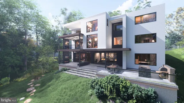 a view of a house with a yard and sitting area