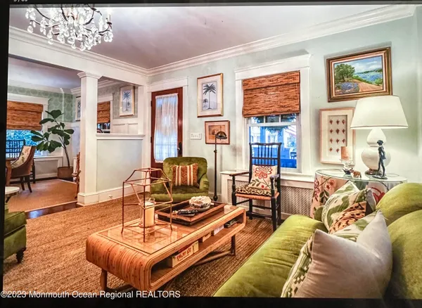 a outdoor living space with furniture and a fireplace