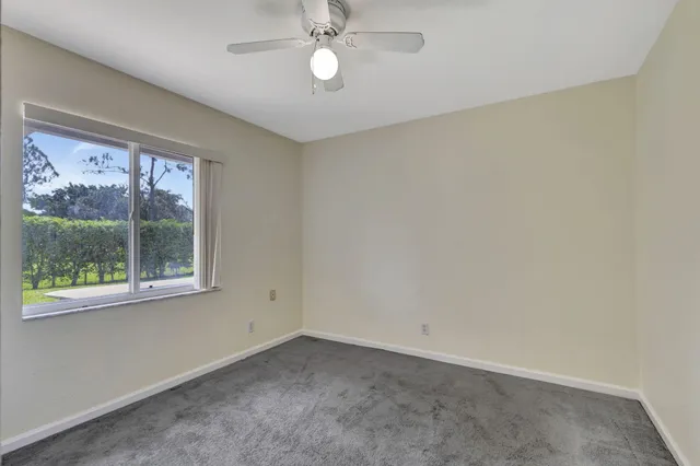 a view of a park with large trees