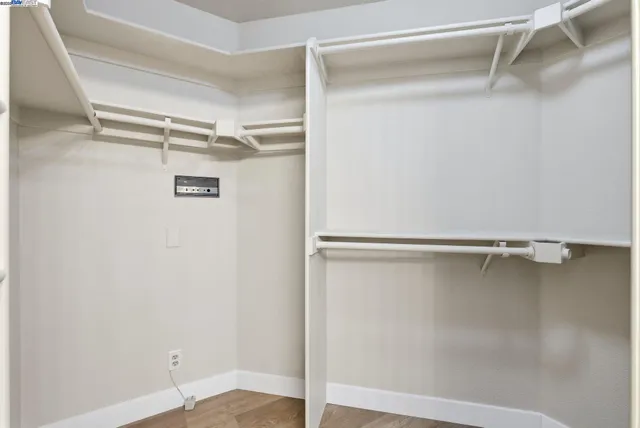 a view of an empty walk in closet