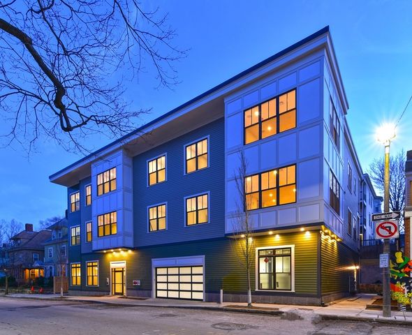 a front view of a building