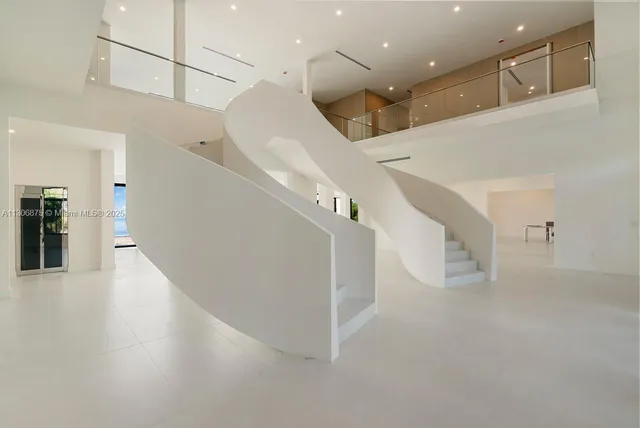 a view of hallway with a large window