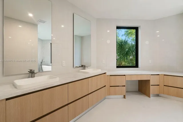 a view of a lake with a city