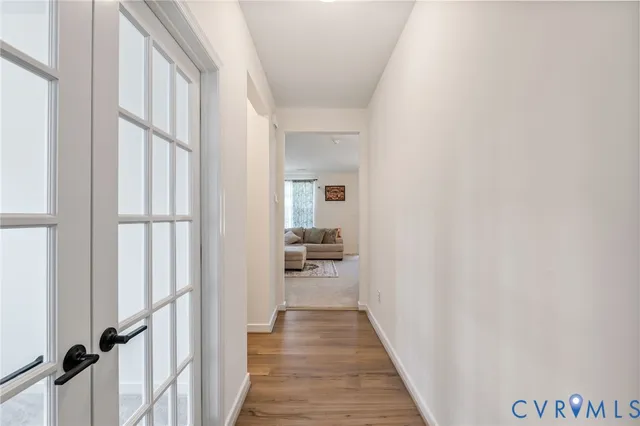 an empty room with windows