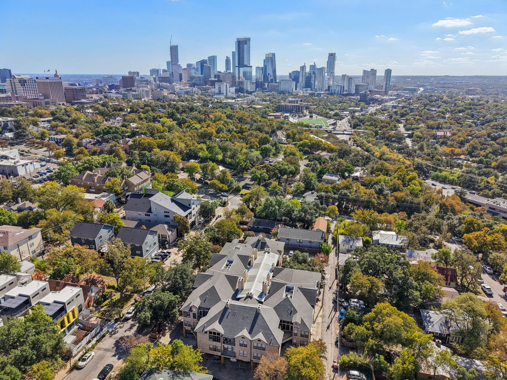 1910 Robbins Place, Unit 301 Austin, TX 78705 - Photo 26 of 29 an aerial view of a city with lots of residential buildings