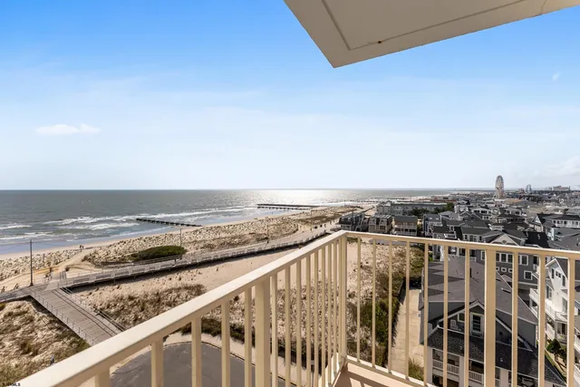a view of balcony with an ocean