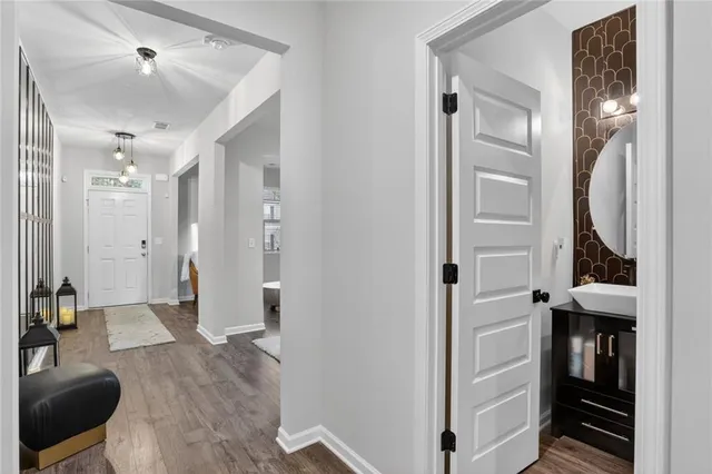 a view of a living room and dining room