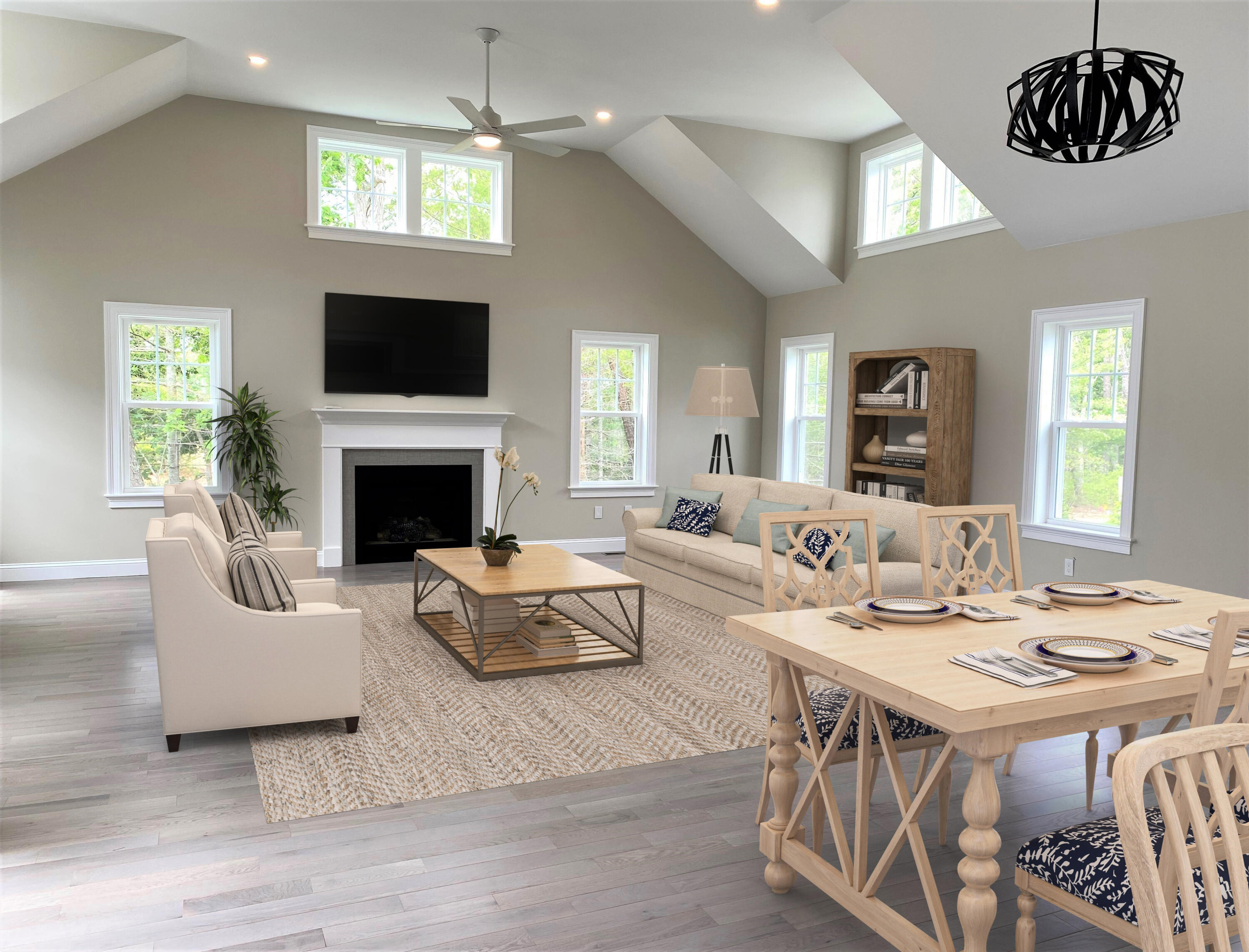 18 Cobblestone Circle Mashpee, MA 02649 - Photo 10 of 41 a living room with furniture a fireplace and a flat screen tv