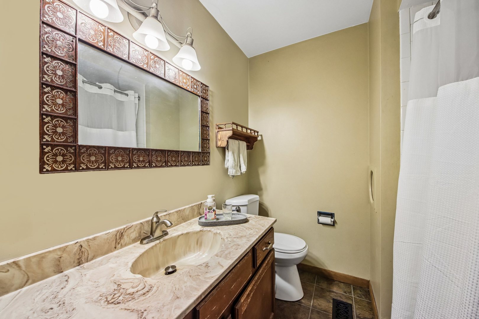 355 Council Trail Lake In The Hills, IL 60156 - Photo 19 of 35 a bathroom with a granite countertop sink toilet and mirror