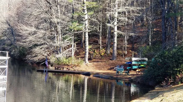 a view of a lake with a mountain in the background