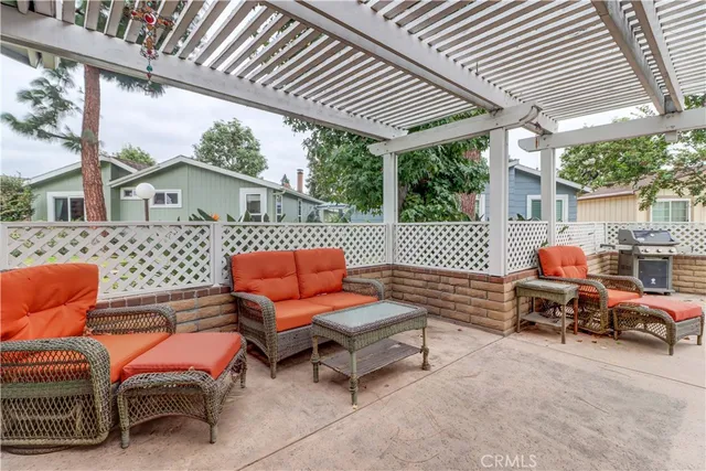 a view of a porch with furniture
