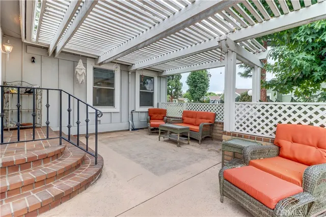 a bench is sitting in middle of house