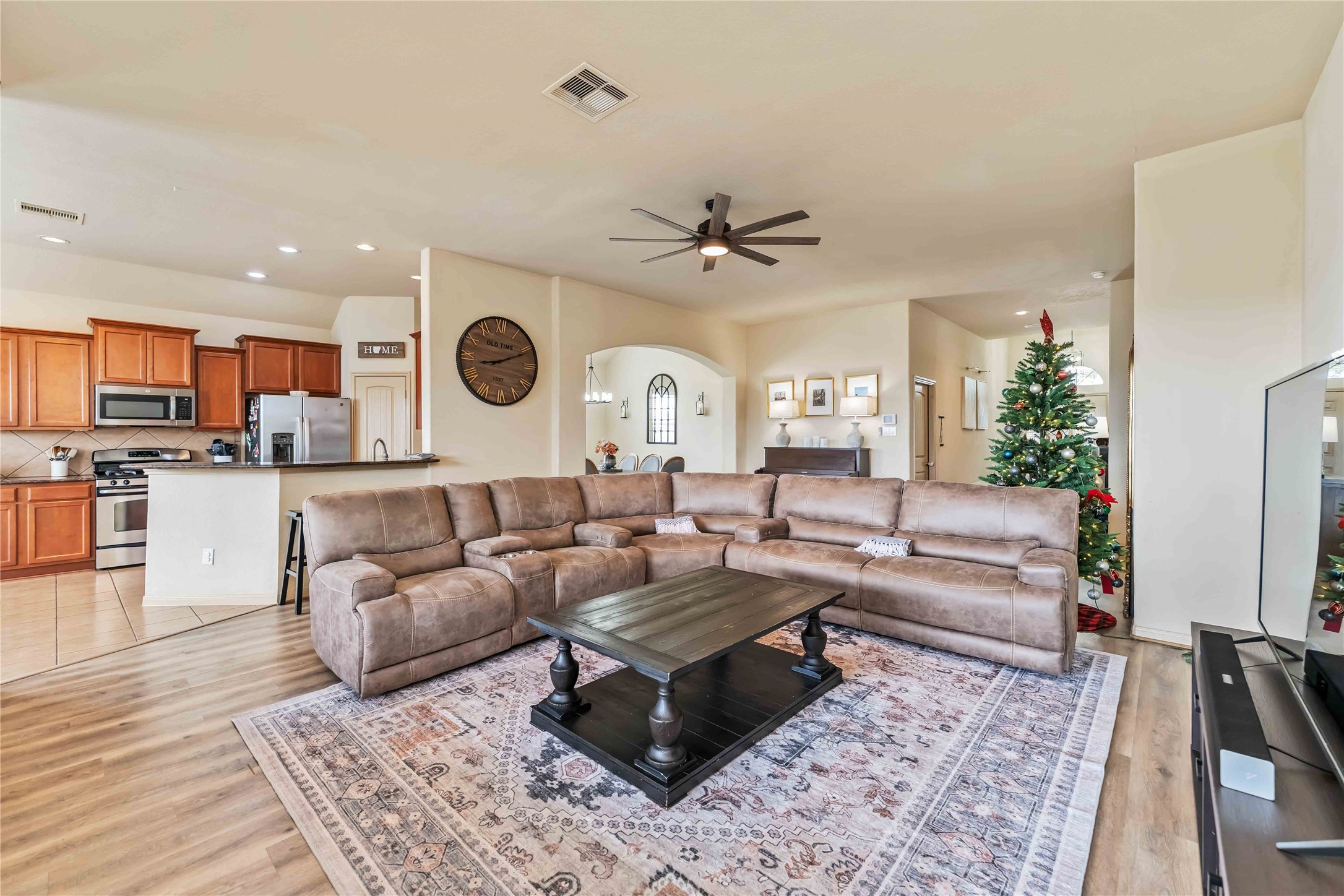 2502 Tiger Eye Drive Rosharon, TX 77583 - Photo 17 of 29 A view from your primary bedroom show you the family room, kitchen and formal dining area