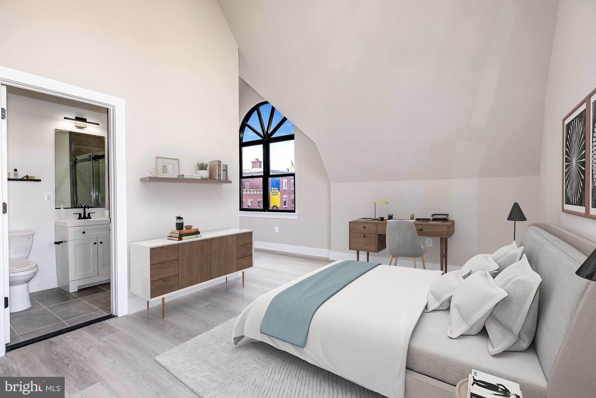 3325 M Street Northwest, Unit TWO Washington, DC 20007 - Photo 8 of 33 a bedroom with a bed and a view in bathroom