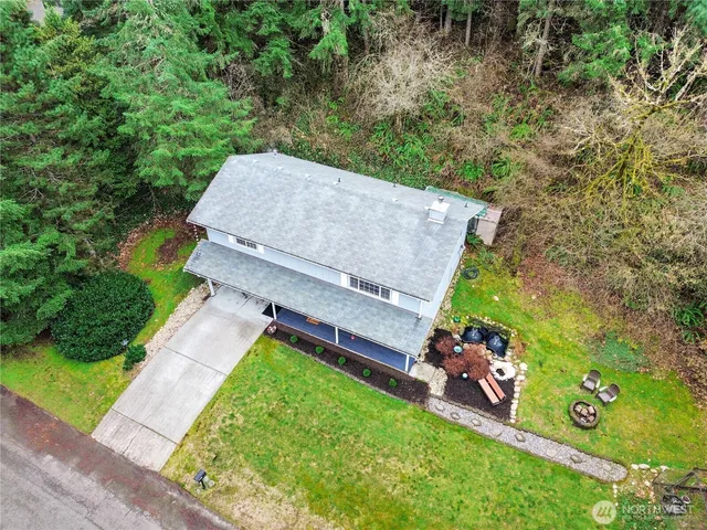 an aerial view of a house
