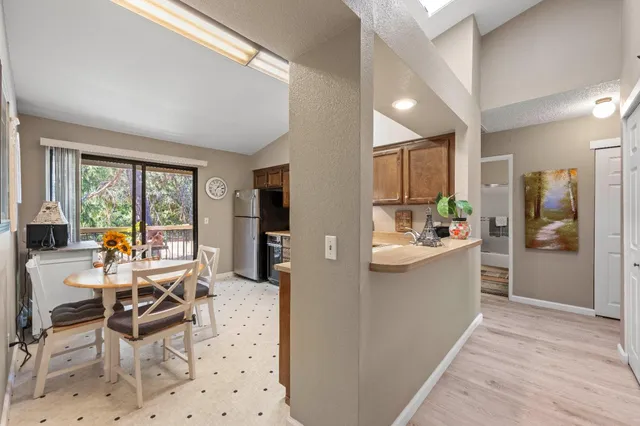 a view of a kitchen and living room