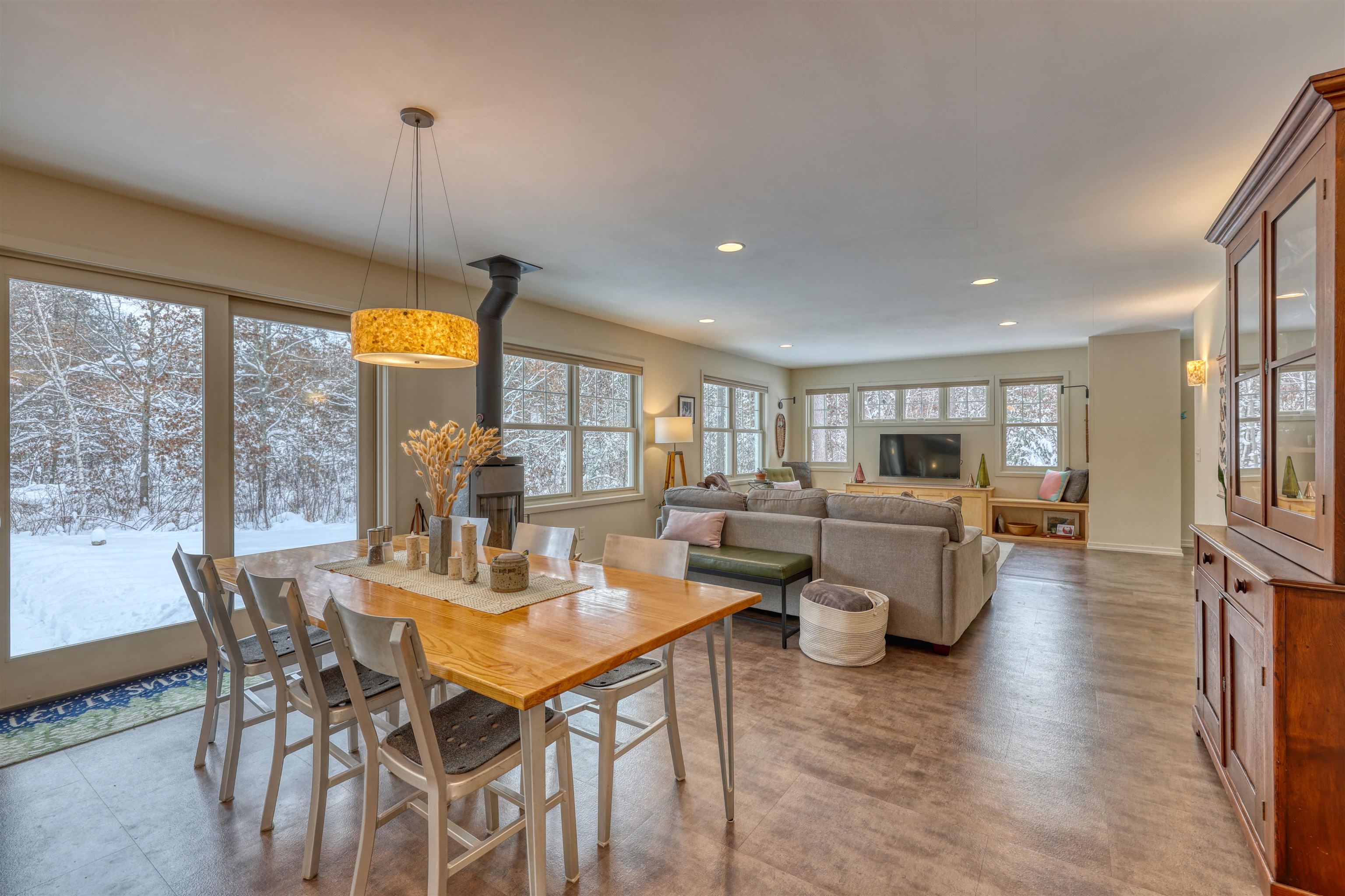 8056 North North Road Springbrook, WI 54875 - Photo 17 of 65 Dining space with plenty of natural light, recessed lighting, and light wood finished floors
