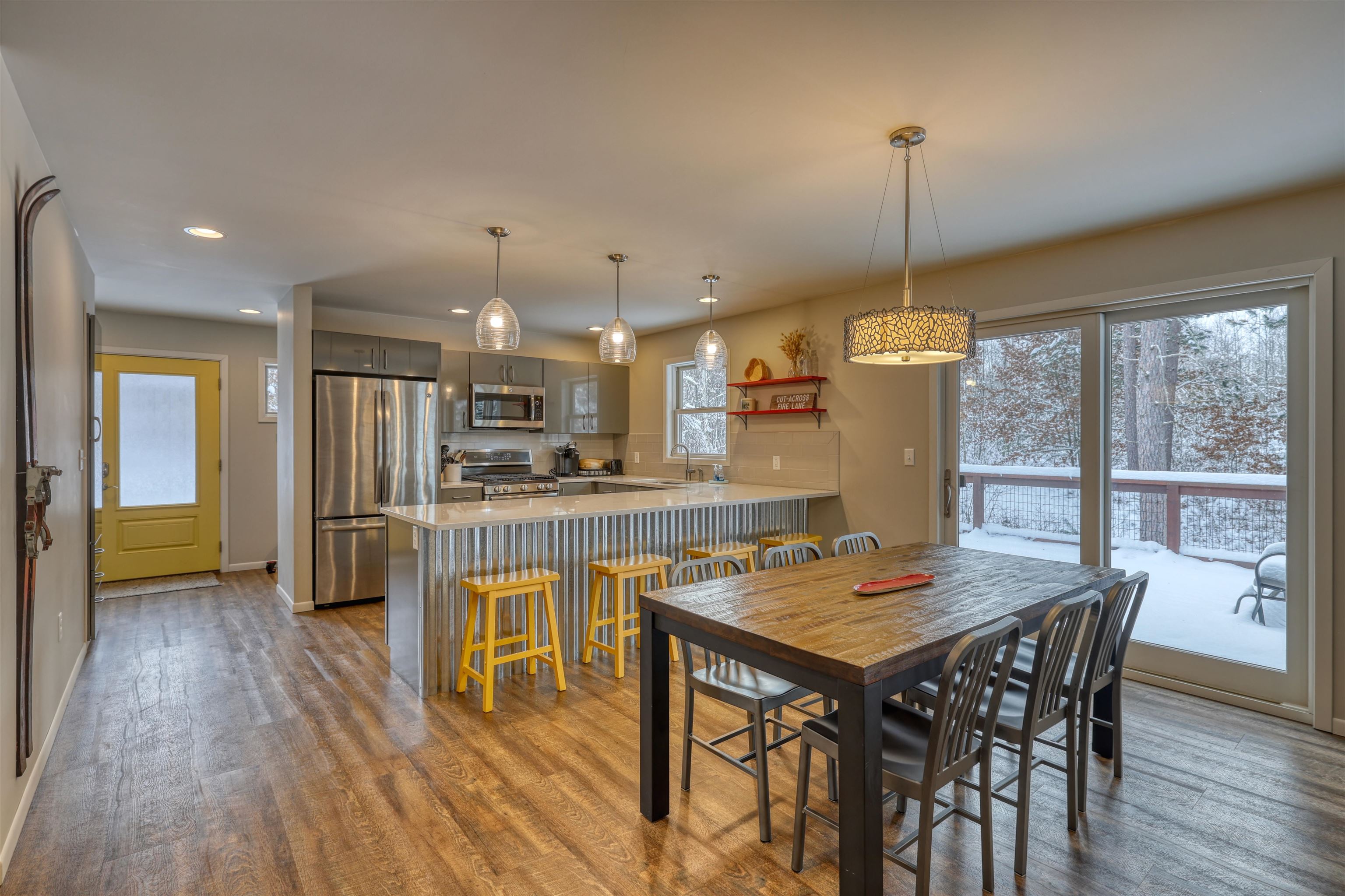 8056 North North Road Springbrook, WI 54875 - Photo 51 of 65 Dining room featuring light wood-type flooring and recessed lighting