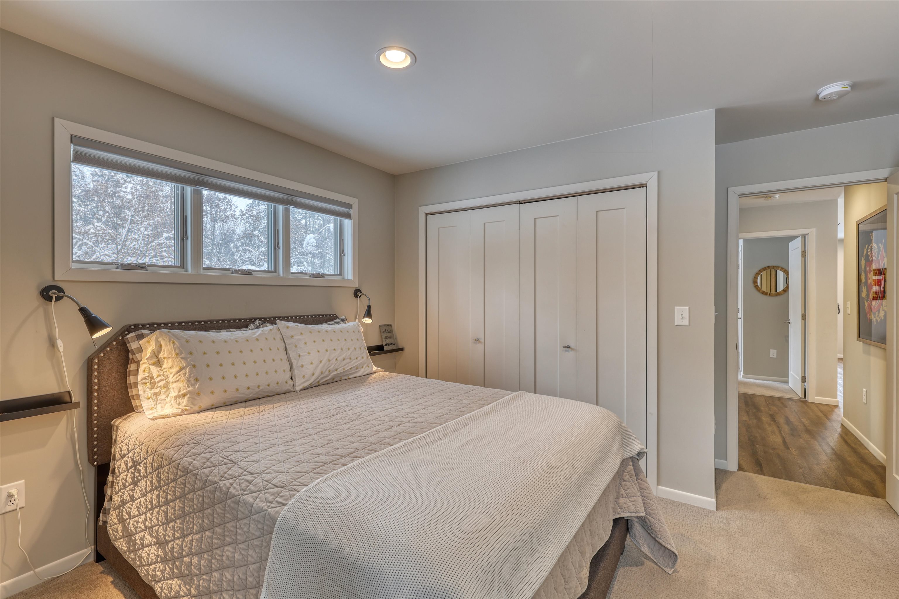 8056 North North Road Springbrook, WI 54875 - Photo 57 of 65 Bedroom with a closet, light carpet, and recessed lighting