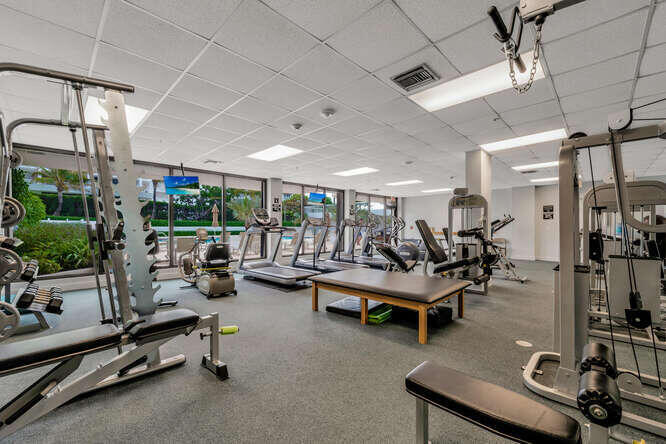2580 South Ocean Boulevard, Unit 1C3 Palm Beach, FL 33480 - Photo 14 of 17 a view of a room with gym equipment