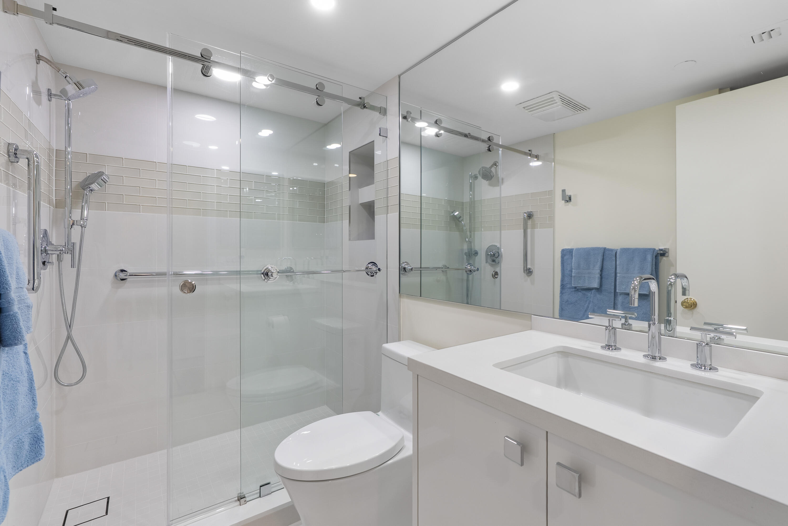2580 South Ocean Boulevard, Unit 1C3 Palm Beach, FL 33480 - Photo 10 of 17 a bathroom with a sink toilet and shower