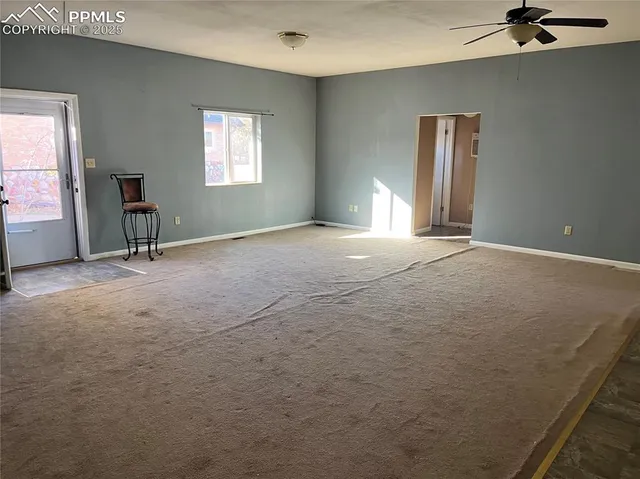 an empty room with a window