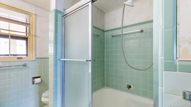 a living room with a large window