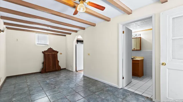 a view of a brick house with a door