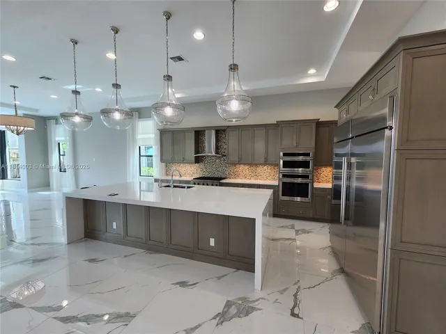 a view of park with large trees