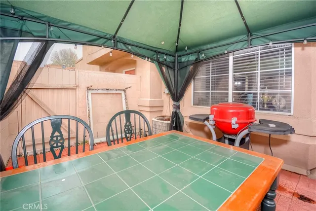 a outdoor view with a sitting space