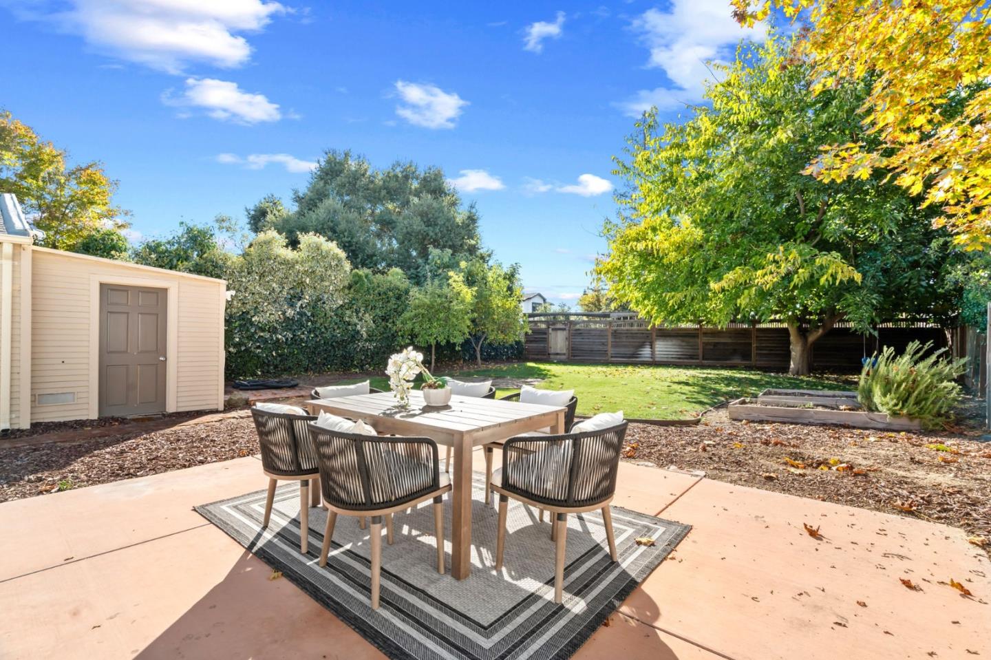 975 Riverside Drive San Jose, CA 95125 - Photo 30 of 46 a view of a backyard with table and chairs and a fire pit