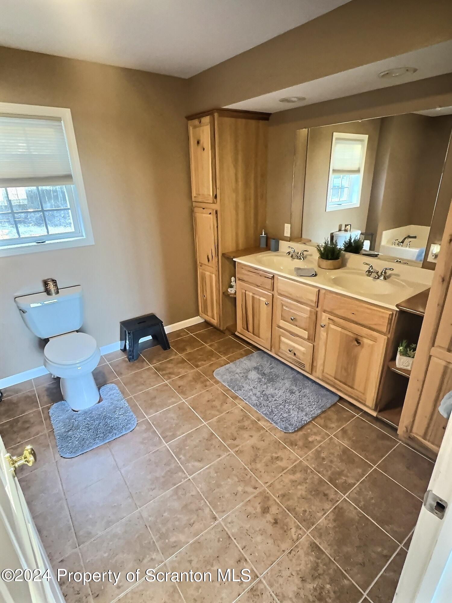 514 Brace Road Dallas, PA 18612 - Photo 29 of 49 a spacious bathroom with a granite countertop sink a mirror and a bathtub