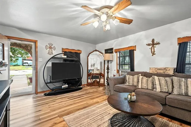a living room with furniture