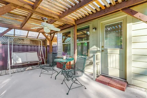 a view of an outdoor space with seating area