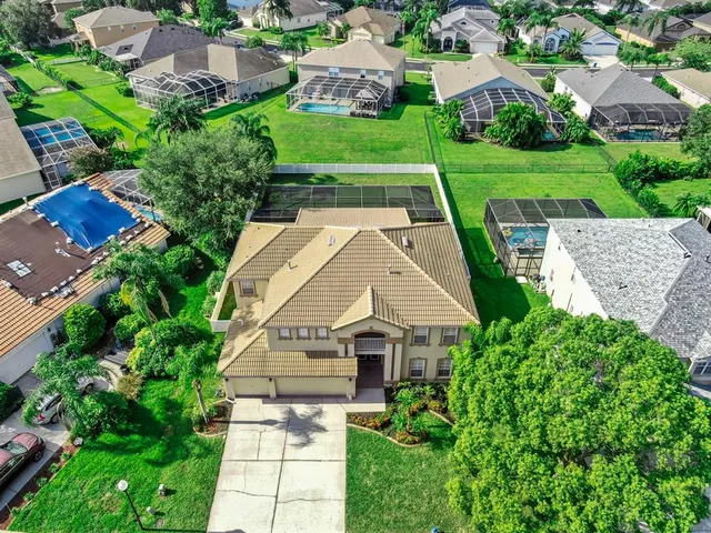 an aerial view of a house