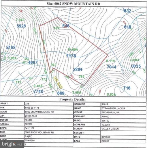 6062 Snow Mountain Road Broad Run, VA 20137 - Photo 27 of 28 Contour Map